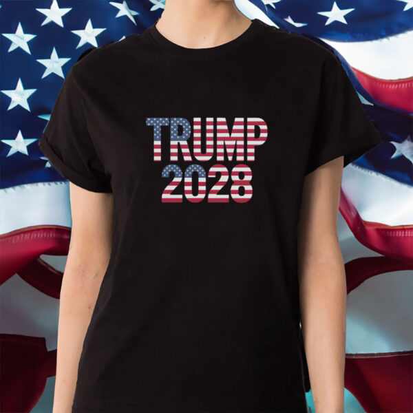 Trump 2028 American Flag Shirt, Patriotic MAGA Election Shirt