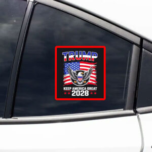 Trump 2028 Keep America Great American Flag Sticker