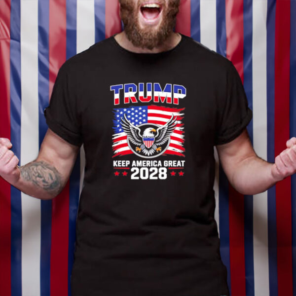 Trump 2028 Keep America Great American Flag shirt