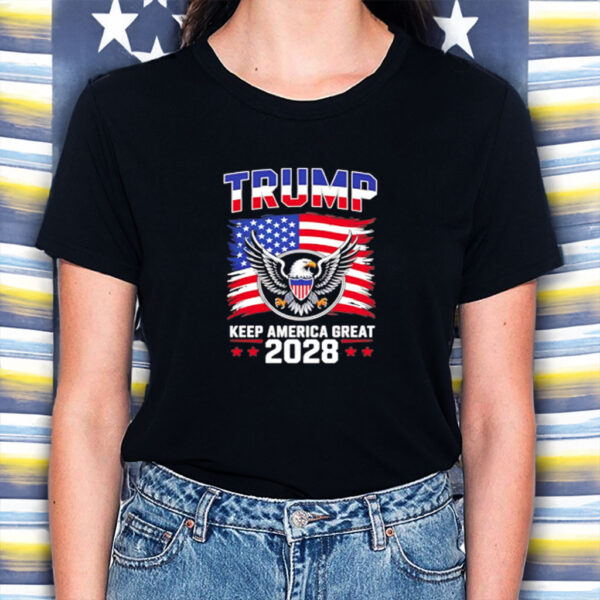 Trump 2028 Keep America Great American Flag shirt