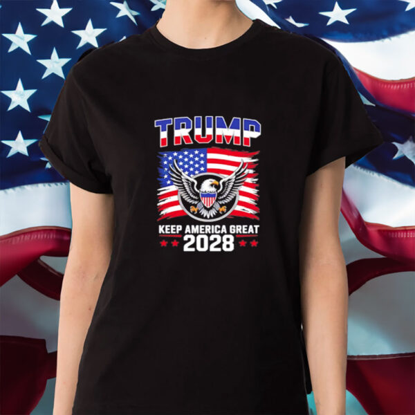 Trump 2028 Keep America Great American Flag shirt