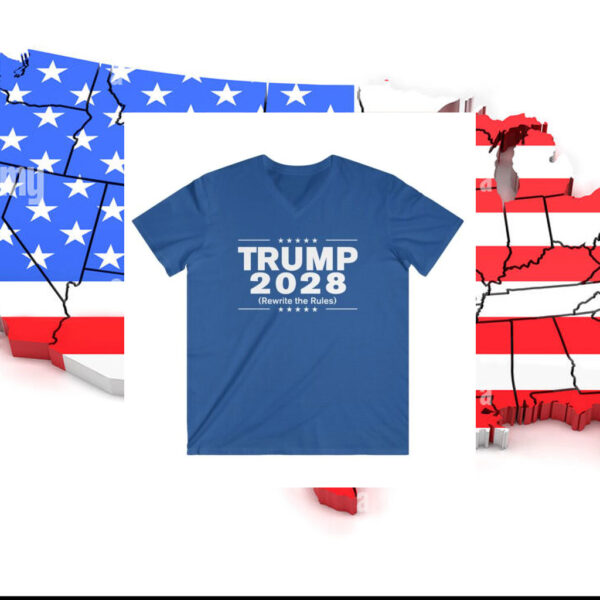 Trump 2028 (Rewrite the rules) Unisex V-Neck