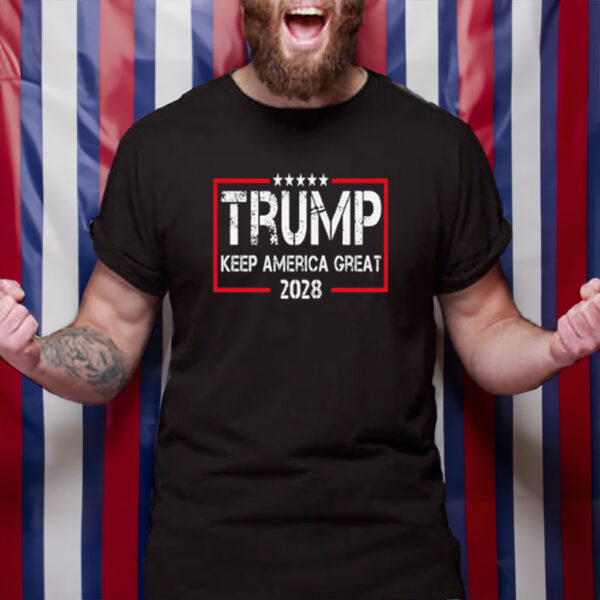 Trump Keep America Great 2028, Patriotic Political Graphic Shirt
