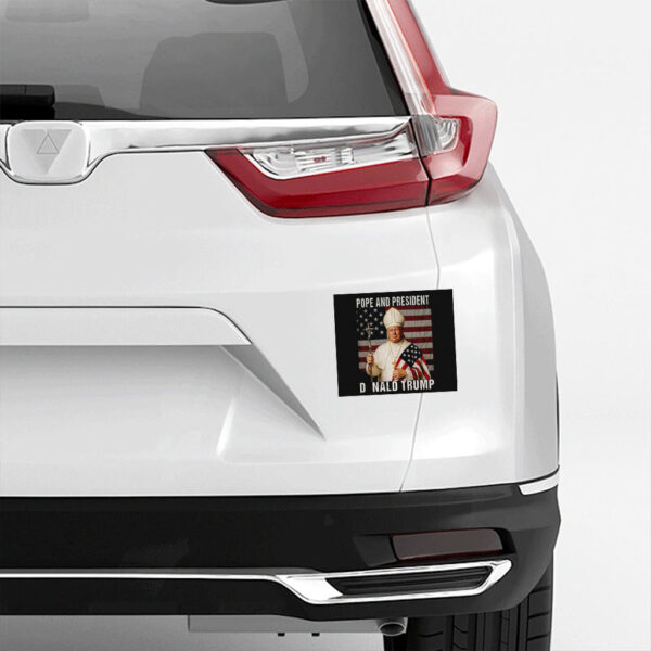 Funny Pope and President Donald Trump American flag Sticker