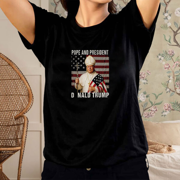 Funny Pope and President Donald Trump American flag shirt
