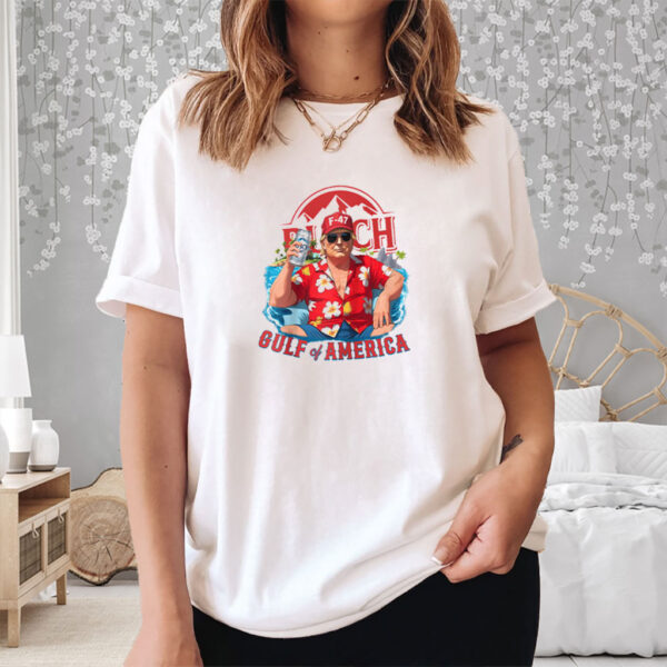 Funny Trump Gulf Of Us America Est 2025 Drinking Beer Shirt