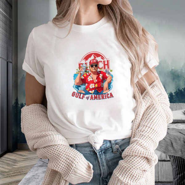 Funny Trump Gulf Of Us America Est 2025 Drinking Beer Shirt