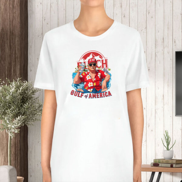 Funny Trump Gulf Of Us America Est 2025 Drinking Beer Shirt