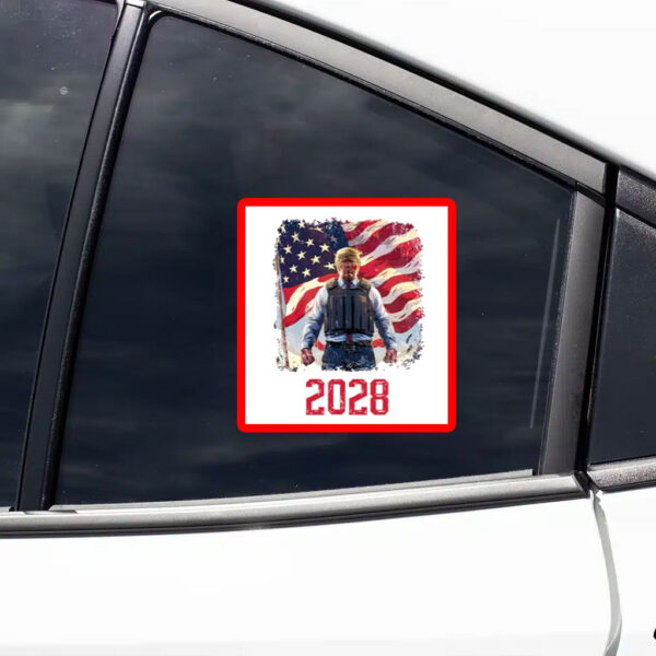 President Trump 2028 Sticker, American Flag Sticker