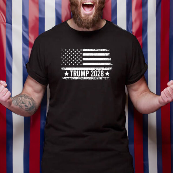 Trump 2028 Distressed Retro Campaign Style Political T-shirt