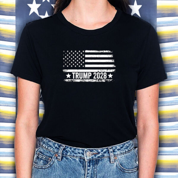 Trump 2028 Distressed Retro Campaign Style Political T-shirt