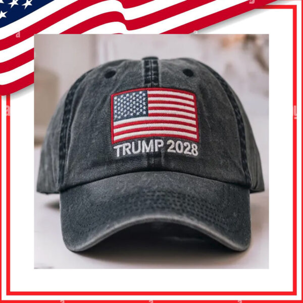 Trump 2028 Hat, USA Flag Embroidery Hat