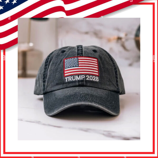 Trump 2028 Hat, USA Flag Embroidery Hat