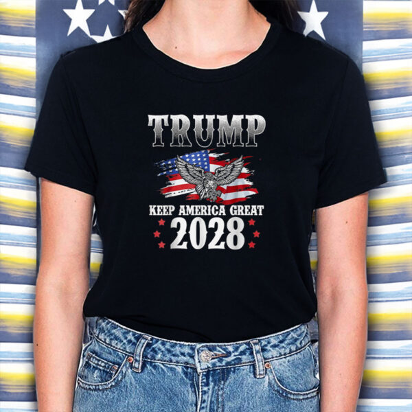 Trump 2028, Keep America Great American Flag Trump 2028 Shirt