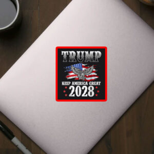 Trump 2028, Keep America Great American Flag Trump 2028 Sticker
