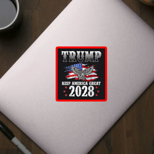 Trump 2028, Keep America Great American Flag Trump 2028 Sticker
