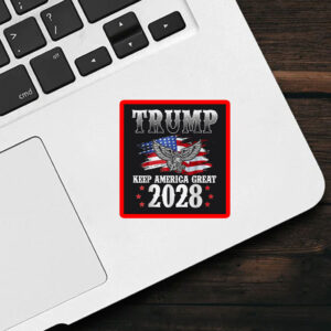 Trump 2028, Keep America Great American Flag Trump 2028 Sticker