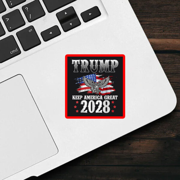 Trump 2028, Keep America Great American Flag Trump 2028 Sticker