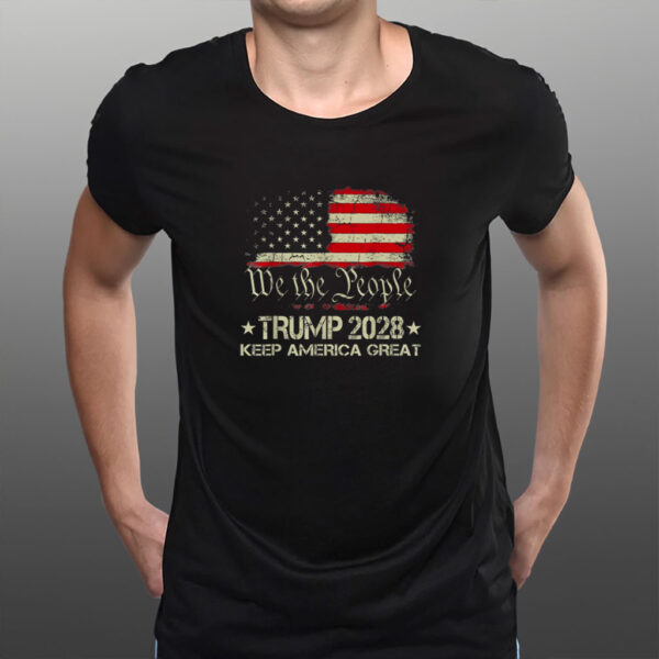 Trump 2028 Keep American Great Vintage President 48 USA Flag Shirt