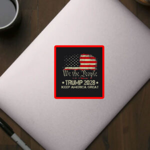 Trump 2028 Keep American Great Vintage President 48 USA Flag Sticker