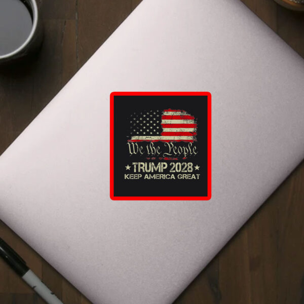 Trump 2028 Keep American Great Vintage President 48 USA Flag Sticker
