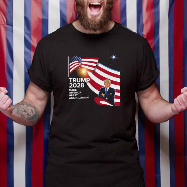 Trump 2028 President Re-elect US Flag T-Shirt