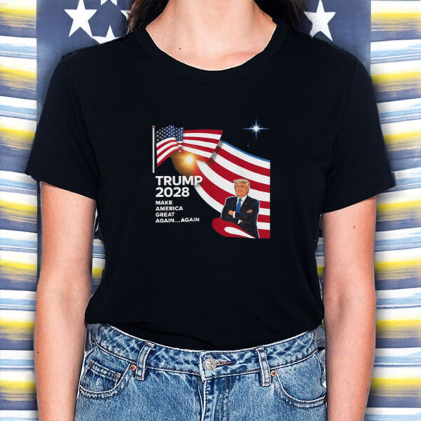 Trump 2028 President Re-elect US Flag T-Shirt