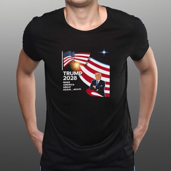 Trump 2028 President Re-elect US Flag T-Shirt